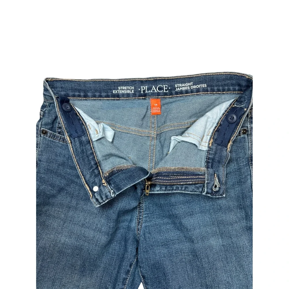 The Children's Place Kids Stretch‎ Denim Straight Jeans Blue Size 14 Adjustable